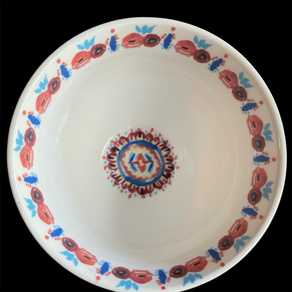ANTHROPOLOGIE Paisley Mug Pedestal Blue Red Boho Style Blue Red - Picture 4 of 5